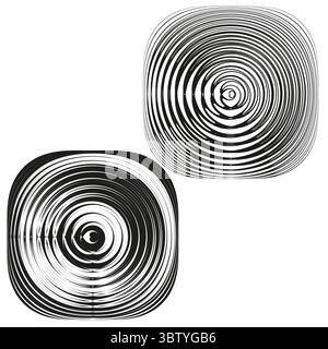 Abstrakte Wirbelspiralen. Dynamische Drallformen. Hypnotische Kreismuster. Vektor-Energiefluss. Stock Vektor