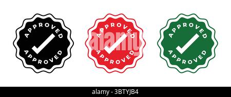 Genehmigter Stempelvektorsatz mit Häkchen-Symbol Stock Vektor