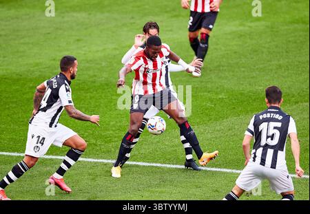 18. Oktober 2020, Bilbao, VIZCAYA, SPANIEN: Inaki Williams von Athletic Club während der spanischen Liga La Liga Santander, Fußballspiel zwischen Athletic Club de Bilbao und Levante UD im San Mames Stadion am 18. Oktober 2020 in Bilbao, Spanien. (Bild: © Inigo Larreina/AFP7 via ZUMA Wire) Stockfoto