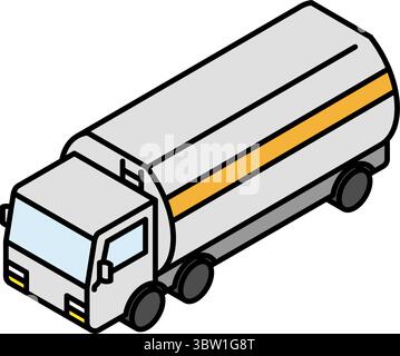 Fahrzeug-Symbol, Tankwagen einfache und niedliche isometrische Linienzeichnung Symbol, Vektor-Illustration Stock Vektor