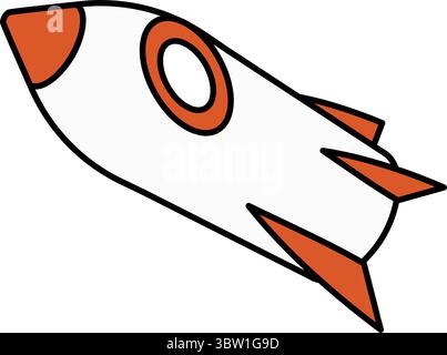 Fahrzeugsymbol, einfache und niedliche isometrische Linienzeichnung Symbol einer Rakete, Vektor-Illustration Stock Vektor