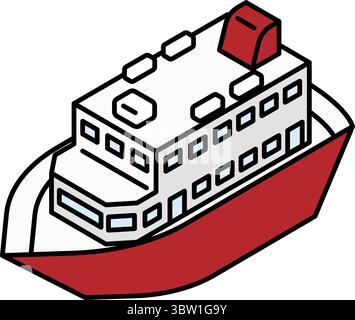 Fahrzeugsymbol, einfache und niedliche isometrische Linienzeichnung Symbol eines Kreuzers, Vektor-Illustration Stock Vektor