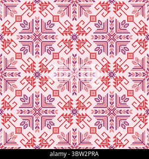 Nahtloses Vektormuster mit traditionellen mexikanischen Teenek Huastek Sticksymbolen Stock Vektor