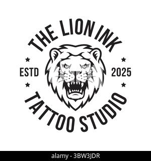 Einfaches Löwenkopf-Logo-Konzept. Wütende Löwenkopf-Design-Illustration, Vektor. Stock Vektor