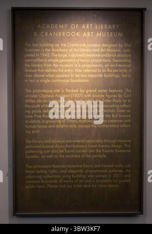 Cranbrook Art Museum Bloomfield Hills Michigan Stockfoto