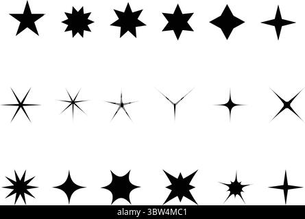 Star- und Sparkle-Sterne-Symbolsatz Stock Vektor