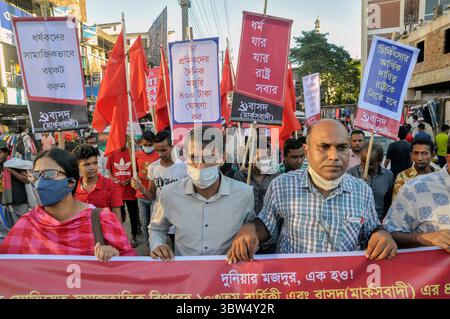 7. November 2020: Kundgebung und Prozession aus Anlass des 103. Jahrestages der Großen Sozialistischen Sowjetrevolution und des 40. Gründungsjubiläums des marxistischen Bezirks Sylhet (Credit Image: © MD Rafayat Haque Khan/ZUMA Wire) Stockfoto