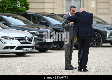 Paris, Frankreich. Juli 2025. Innenminister Bruno Retailleau verließ den Ministerrat am 16. Juli 2025 im Elysee-Palast in Paris. - 16/07/2025 - France/Ile-de-France (Region)/Paris - Julien Mattia/Le Pictorium Credit: LE PICTORIUM/Alamy Live News Stockfoto