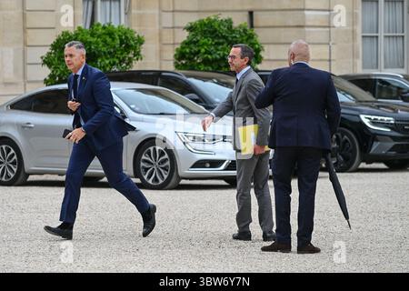 Paris, Frankreich. Juli 2025. Innenminister Bruno Retailleau verließ den Ministerrat am 16. Juli 2025 im Elysee-Palast in Paris. - 16/07/2025 - France/Ile-de-France (Region)/Paris - Julien Mattia/Le Pictorium Credit: LE PICTORIUM/Alamy Live News Stockfoto