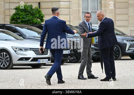 Paris, Frankreich. Juli 2025. Innenminister Bruno Retailleau verließ den Ministerrat am 16. Juli 2025 im Elysee-Palast in Paris. - 16/07/2025 - France/Ile-de-France (Region)/Paris - Julien Mattia/Le Pictorium Credit: LE PICTORIUM/Alamy Live News Stockfoto