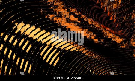 Abstrakte Malerei in Goldtönen 3D-Rendering mit linearen Assoziationen Computer-Bildschirmschoner in hoher Auflösung Stockfoto