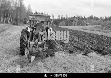 Tatsächlich 21. - 2. - 1971: Norwegen zieht in kleine Betriebsschließungen sind in Norwegen kein unbekanntes Phänomen - aber in Schweden ist der Erwerb kleiner Betriebe für "Sommerhäuschen" zu einer echten Geißel geworden. Zwei norwegische Bauern, Leif Nordgaard und Øyvind Knoph, sehen es anders: Sie pachten schwedisches Land. Foto: Sverre A. Børretzen / aktuell / NTB ***FOTO NICHT BEARBEITET*** Stockfoto
