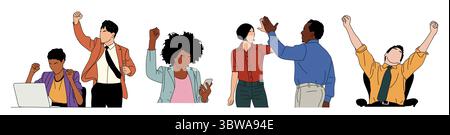 Ein Team aus aufgeregtem Business-Team feiert Erfolg Stock Vektor