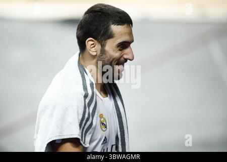 22. November 2020, MADRID, SPANIEN: Facundo Campazzo von Real Madrid sieht während der spanischen Liga, Liga ACB Endesa, Basketballspiel zwischen Real Madrid und Baxi Manresa im Pavillon des Wizink Center am 22. November 2020 in Madrid, Spanien, an. (Bild: © Oscar J. Barroso/AFP7 via ZUMA Wire) Stockfoto