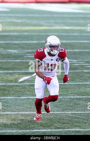 November 2020; Foxborough, MA, USA; der Spieler Christian Kirk (13) der Arizona Cardinals spielte im Spiel der Arizona Cardinals und New England Patriots im Gillette Stadium. Anthony Nesmith/CSM(Credit Image: &Copy; Anthony Nesmith/CSM via ZUMA Wire) Stockfoto