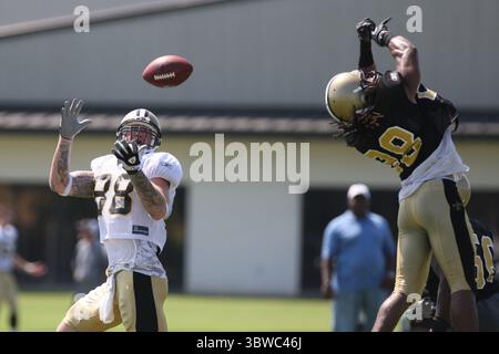 31. Juli 2010: Saints Tight End Jeremy Shockey (88) führt eine Route im New Orleans Saints Training Camp durch. (Kreditbild: © Don Page/ZUMA Wire) Stockfoto