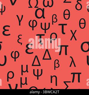 Nahtlose Muster Buchstaben und Symbole des griechischen Alphabets. Helles griechisches Alphabet. Stock Vektor