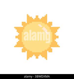 Pixel Kunst Sonne nette lächelnde 8-Bit Sonnenschein Illustration für Sommer, Wetter oder Kinder Design Stock Vektor