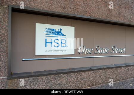 Hartford Steam Boiler (HSB), ein Hauptsitz der Münchener Rück in einer Staatsstraße in Hartford, CT, USA Stockfoto