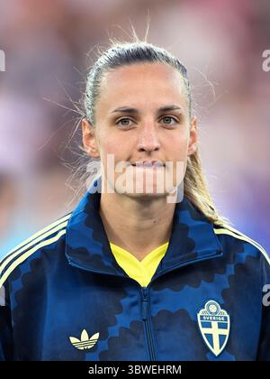 ZÜRICH - Nathalie Bjorn von Schweden während des EM-Gruppenspiels zwischen Schweden und Deutschland im Stadion Letzigrund in Zürich. ANP | Hollandse Hoogte | GERRIT VAN KEULEN Stockfoto