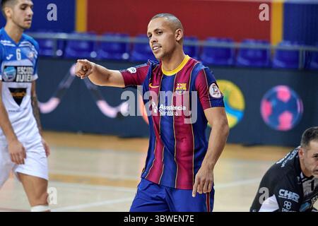 22. Dezember 2020, Barcelona, Spanien: Ferrao vom FC Barcelona während des LNFS-Spiels zwischen dem FC Barcelona und Pescados Ruben Burela im Palau Blaugrana in Barcelona. (Kreditbild: © Gerard Franco/DAX via ZUMA Wire) Stockfoto