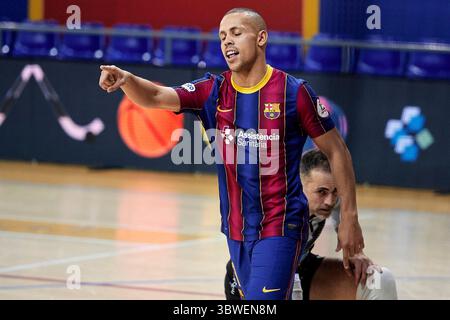 22. Dezember 2020, Barcelona, Spanien: Ferrao vom FC Barcelona während des LNFS-Spiels zwischen dem FC Barcelona und Pescados Ruben Burela im Palau Blaugrana in Barcelona. (Kreditbild: © Gerard Franco/DAX via ZUMA Wire) Stockfoto