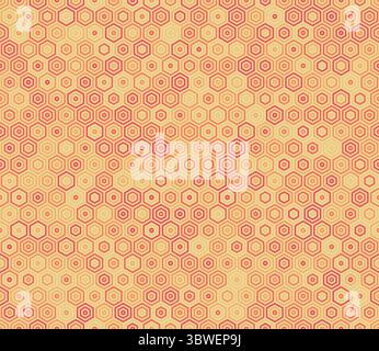 Hintergrund mit sechseckigem Muster. Gestapelte sechseckige bold-Mosaikzelle. Geometrische Sechskantformen. Farbpalette für mehrere Töne. Nahtloses Muster. Stock Vektor