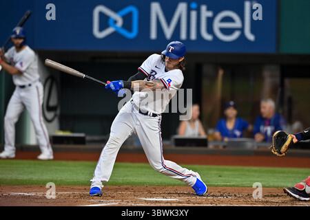 19. Juni 2021: Jonah Heim (28) der Texas Rangers bei einem Spiel zwischen den Minnesota Twins und den Texas Rangers im Globe Life Field in Arlington, Texas. Manny Flores/Cal Sport Media Stockfoto