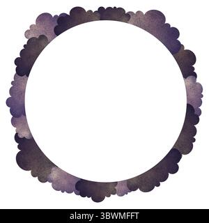 Handgezeichneter Wolkenrahmen in Aquarellen, ideal für Kindermotive, Kinderzimmer und Grußkarten. Digital mit Tablet in Rastergrafiken, Features erstellt Stockfoto