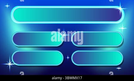 Vektor-Illustration einer schlanken, neonbeleuchteten Spielshow-Oberfläche. Mit leuchtenden Tasten und einem leuchtend blauen Farbverlauf Stock Vektor