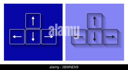 Vektorpfeile Tasten Tastatur auf blauem Hintergrund Stock Vektor