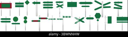 Sammlung verschiedener Richtungszeichen und Symbole in Grün, perfekt für Wegsuche und Design Stock Vektor
