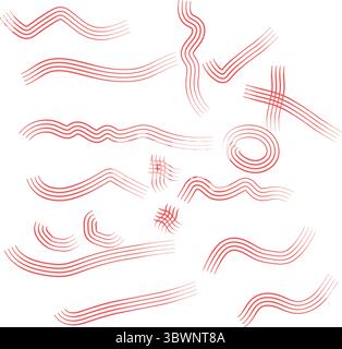 Elegantes rotes Pinselstrichset für kreative Designprojekte und künstlerische visuelle Elemente für Grafikprojekte Stock Vektor