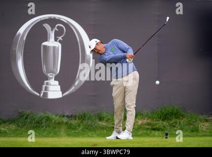 Südkoreas Byeong-Hun schlägt am ersten Tag der 153. Open Championship in Royal Portrush, County Antrim, Nordirland ab. Bilddatum: Donnerstag, 17. Juli 2025. Stockfoto
