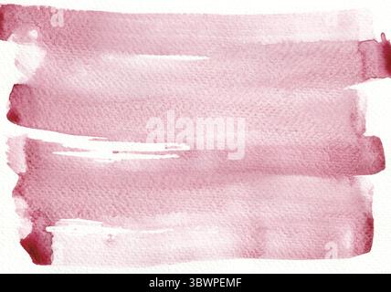 Aquarellhintergrund. Verschiedene Schattierungen von schmutzigem Pink. Weißer Hintergrund. Textur von Aquarellpapier. Aquarellflecken werden durch gerade Linien W erzeugt Stockfoto