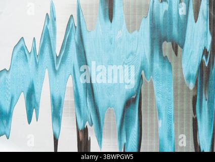 Verzerrte blaue Störwellen von einem fehlerhaften Drucker Stockfoto