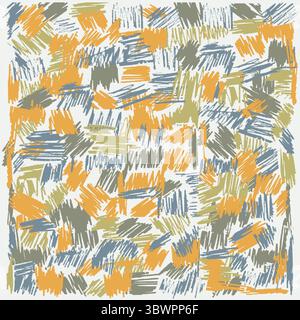 Linien Doodle-Muster - mehrere Farben auf hellem Hintergrund - handgezeichneter Illustrationsvektor - 50er Jahre Stock Vektor