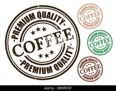 Eine hochwertige Kaffeeabzeichen-Kollektion, Grunge Rubber Artisan Roast Stempelset Stock Vektor