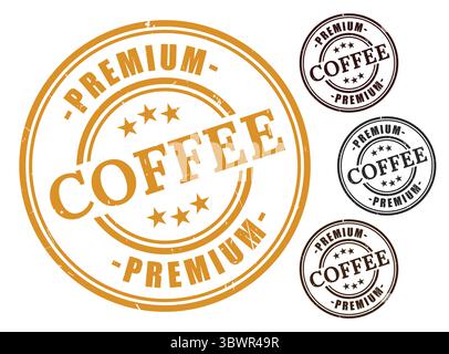 Eine Premium Coffee Badge Kollektion, Grunge Rubber Authentic Roast Stamp Pack Stock Vektor