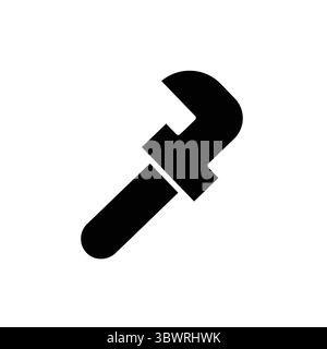 Ein elegantes schwarzes Schlüsselsymbol auf weißem Hintergrund, ideal für Konstruktionen und Reparaturen, die Werkzeuge und professionelle Dienstleistungen darstellen. Stock Vektor