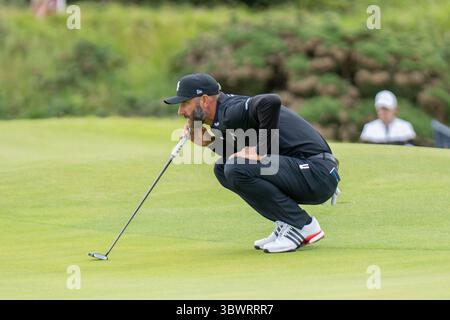 Portrush, Irland. Juli 2025. Dustin Johnson während der ersten Runde der 153. Open Championship in Royal Portrush. Quelle: Tim Gray/Alamy Live News Stockfoto