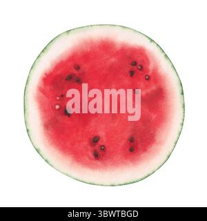 Wassermelone in Wasserfarben. Handgezeichnete Illustration, isoliert auf weißem Hintergrund. Stockfoto