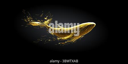 Abstrakter Geometrischer Goldwal. Luxuriöses Tier. Weißwal Stock Vektor