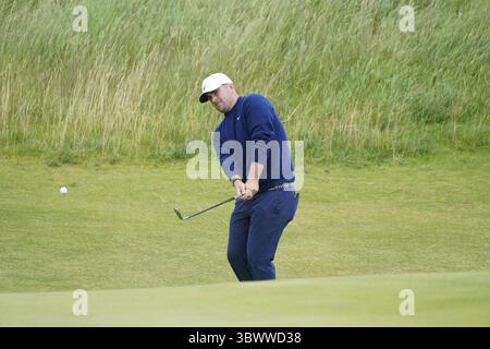 Portrush, County Antrim, Nordirland. Juli 2025. Chris Gotterup (USA in Aktion am 1. Tag TheÊ153rd Open Championship, Royal Portrush Golf Club (Dunluce Links) in Portrush, County Antrim, Nordirland, von Donnerstag, 17. Juli bis Sonntag, 20. Juli 2025. Quelle: Mark Newcombe/Alamy Live News Stockfoto