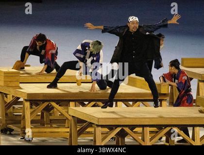 23. Juli 2021, Tokio, Kalifornien, Japan: TOKIO 2020: ERÖFFNUNGSZEREMONIEN â€”.Aufführungen im Olympiastadion während der Eröffnungszeremonien Freitagabend in Tokio...Foto von Daniel A. Anderson (Credit Image: © Daniel A. Anderson/ZUMA Press Wire) Stockfoto