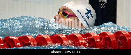 30. Juli 2021, Tokio, Kanto, Japan: Fanny TEIJONSALO von Finlandâ tritt Freitagabend im schwimmenden 50 m Freistil-Qualifikationsrennen im Tokyo Aquatics Center an. (Bild: © Daniel A. Anderson/ZUMA Press Wire) Stockfoto