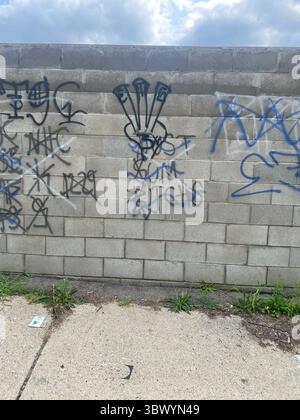 5PN vs. 5X (W7M ETGC ist nicht mit L.A. verbunden) 5PN Detroit, 48219 Crips Street Gang Allianz aus Dutzenden von kleinen Cliquen und Tagger Crews, z. B. W7M ETGC Stockfoto