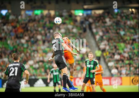 4. August 2021: Austin FC Matt Besler Defender (05) in Aktion während des MLS-Spiels gegen den Houston Dynamo im Q2 Stadium. Austin, Texas. Mario Cantu/CSM(Kreditbild: &Copy; Mario Cantu/CSM via ZUMA Wire) Stockfoto
