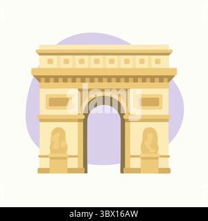 Flache Illustration des Arc de Triomphe in Paris Stock Vektor