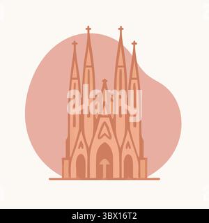 Stilisierte Vektorillustration der Sagrada Familia in Barcelona. Stock Vektor
